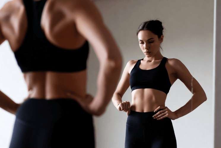 девушка, зеркало, фигура