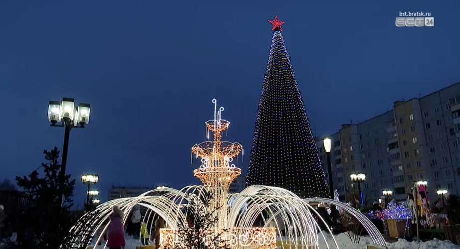 Огни на главной ёлке Братска зажглись в День города