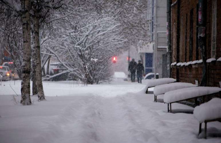 Снегопад в Иркутске