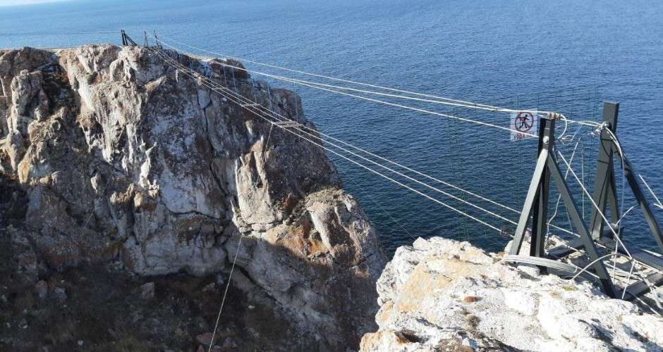 подвесной мост, Байкал, скалы, остров, Ольхон