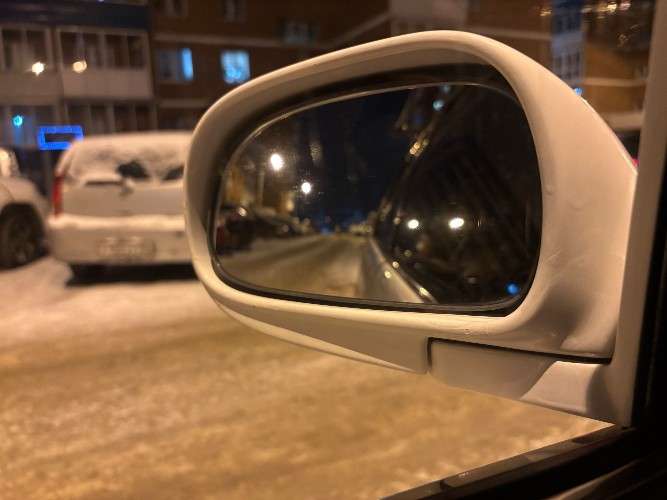 зеркало заднего вида, автомобиль, машина, зима