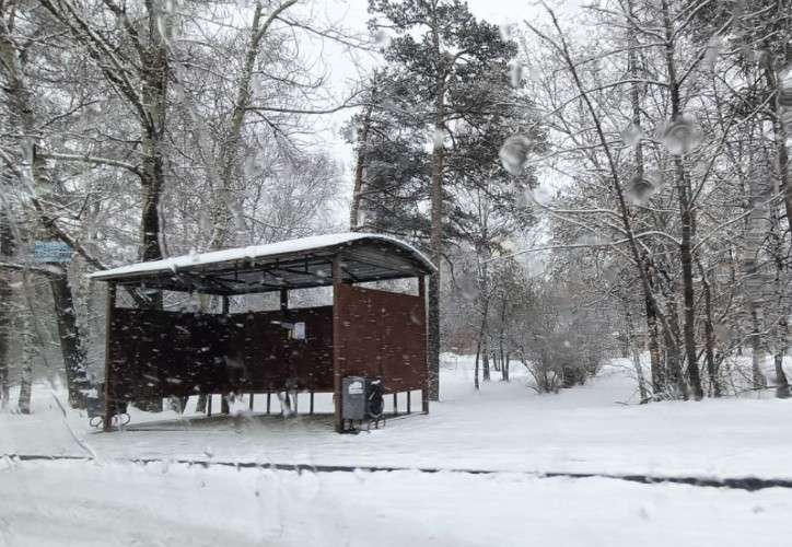 Остановка общественного транпорта под Иркутском