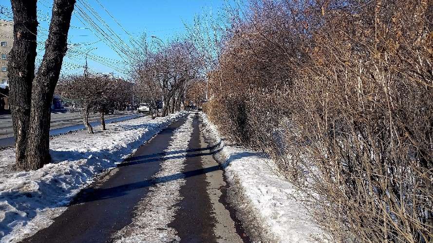 дорога, снег, весна