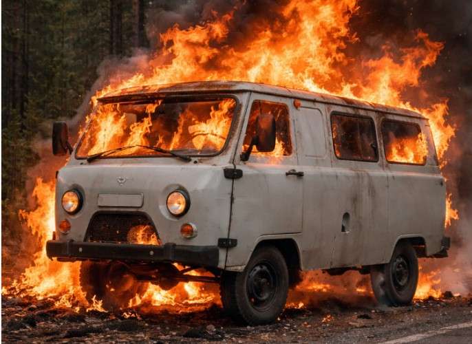 Горящая машина