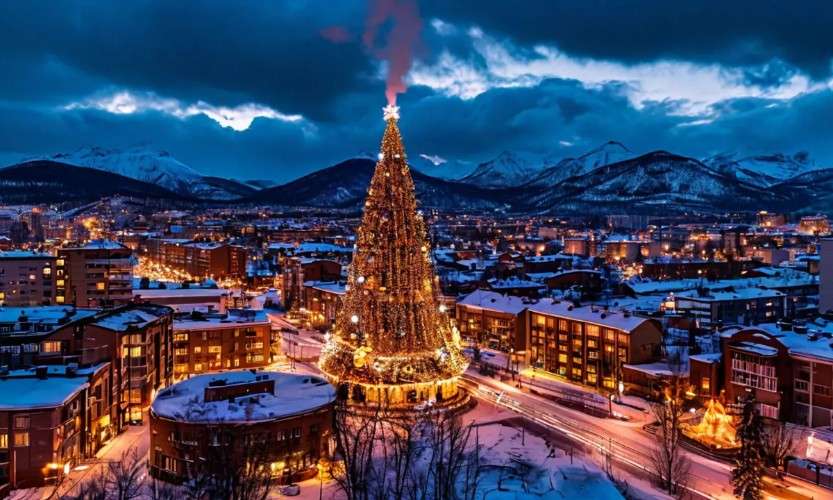 Нейросеть превратила Братск в новогодний город будущего