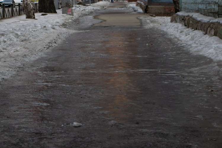 гололёд, лёд, тротуар, снег, улица