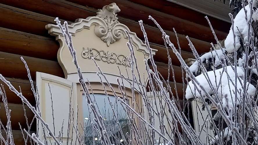 снег, иней, дом, ветки, мороз