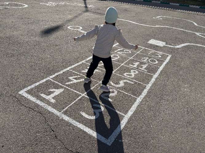 ребёнок, дети, классики, игра, асфальт