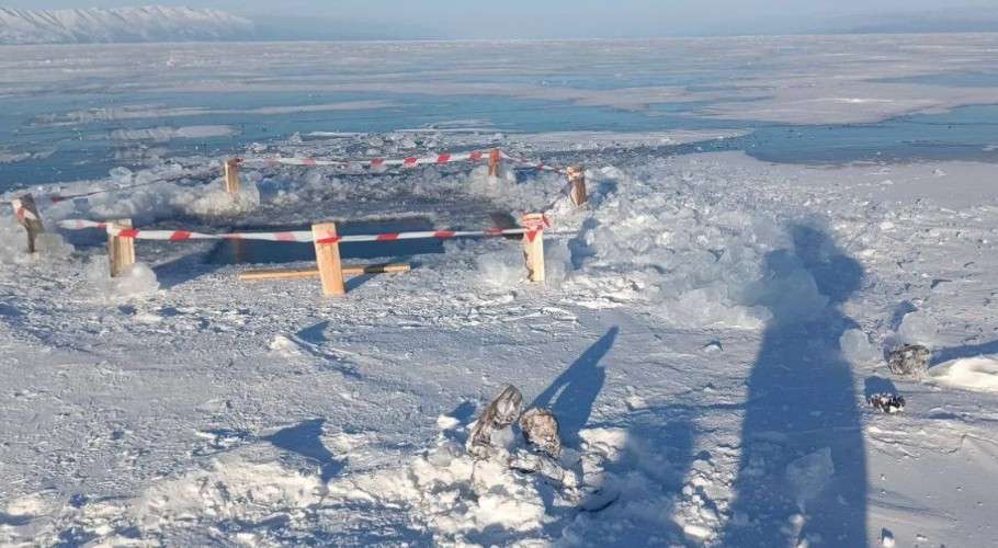 провал, полынья, лёд, река, ограждение