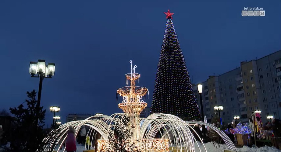 Огни на главной ёлке Братска зажглись в День города