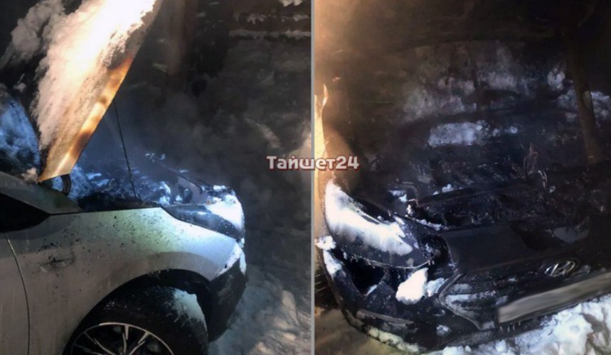 «Хендэ Солярис» сгорел дотла в селе под Тайшетом