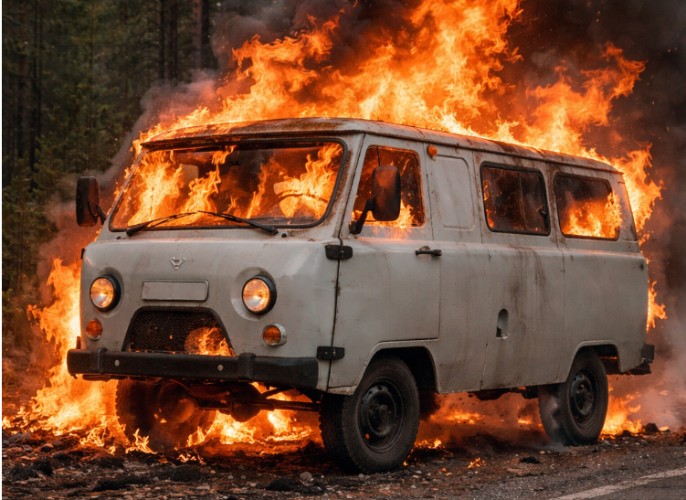 УАЗ не успели потушить в Братске