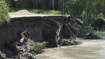 Река Китой затопила дорогу и часть садоводства в Ангарском округе